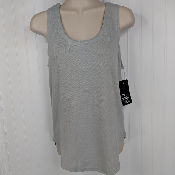Chaser Strappy Ribbed Grey Shirt Tail Tank NWT - M - Picture 3 of 8